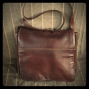 Brown leather messenger bag